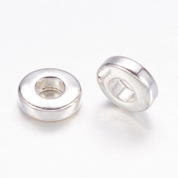 Spacer Beads Zilver Nikkel Vrij 6x2mm, 15 stuks
