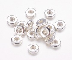 15 pcs Spacer Beads Silver 6x2mm Nickel Free