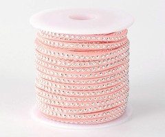 Suede with Silver Studs Pink 3mm, 1 meter