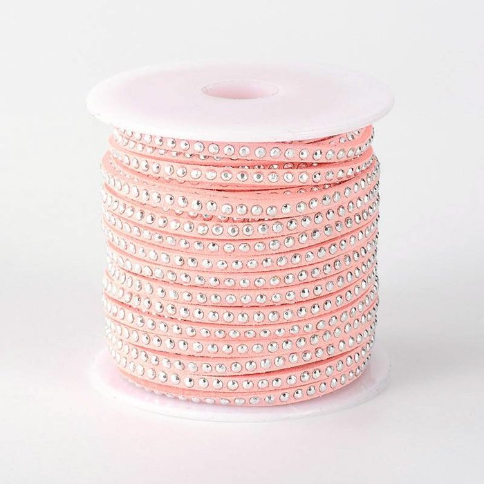 Suede with Silver Studs Pink 3mm, 1 meter