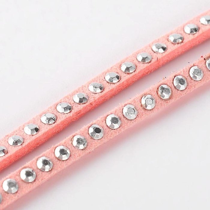 Suede with Silver Studs Pink 3mm, 1 meter