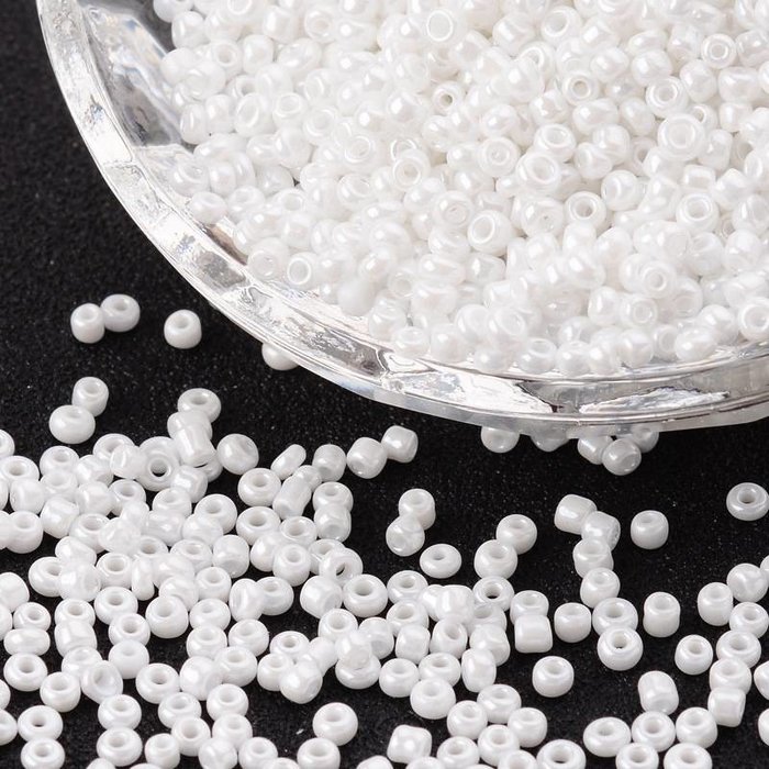 7 grams Seed Beads White Shine 2mm
