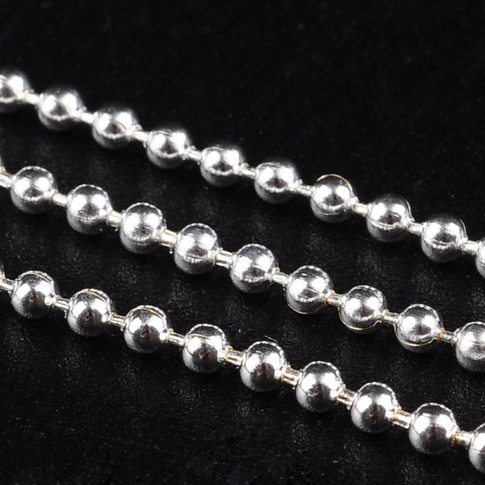 Ball Chain Silver 2mm Nickel Free, per 3 meter