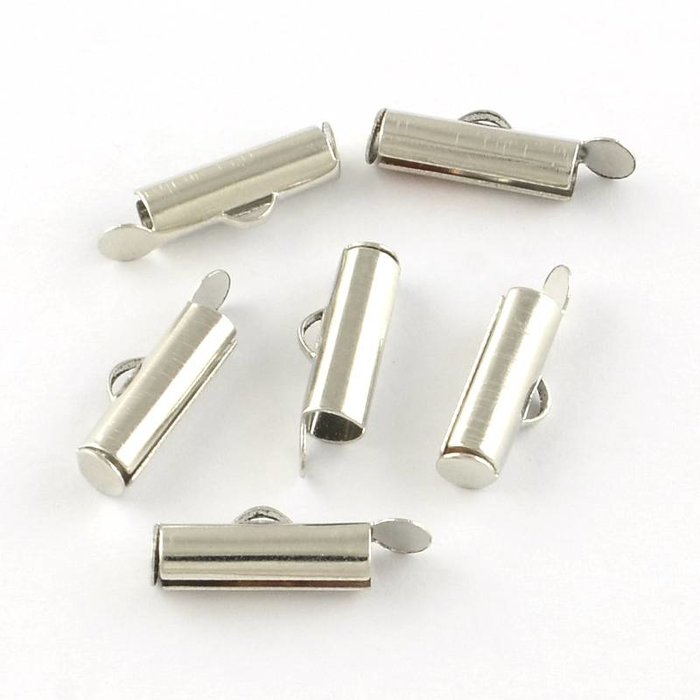 Eindkap voor Weefarmbandje Zilver 13mm, 8 stuks