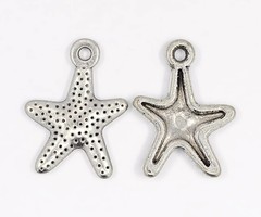 6 pcs Starfish Charm Silver 16x12mm
