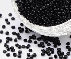Black seed beads 2mm, 7 grams