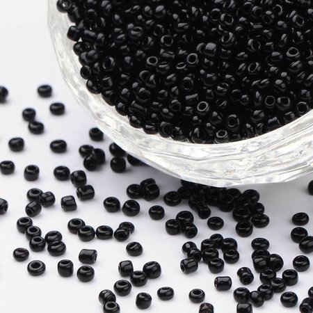 Black seed beads 2mm, 7 grams