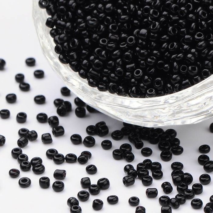 0015* Black seed beads 2mm, 7 grams