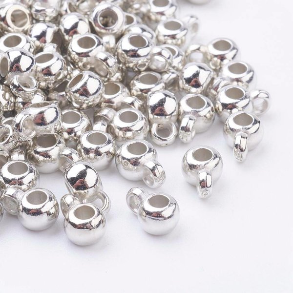 Bailbeads Metallook Silver 6x9mm fit 3mm cord, 25 pieces