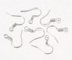 Earring Hooks Silver 17mm Nickel Free, 10 pair