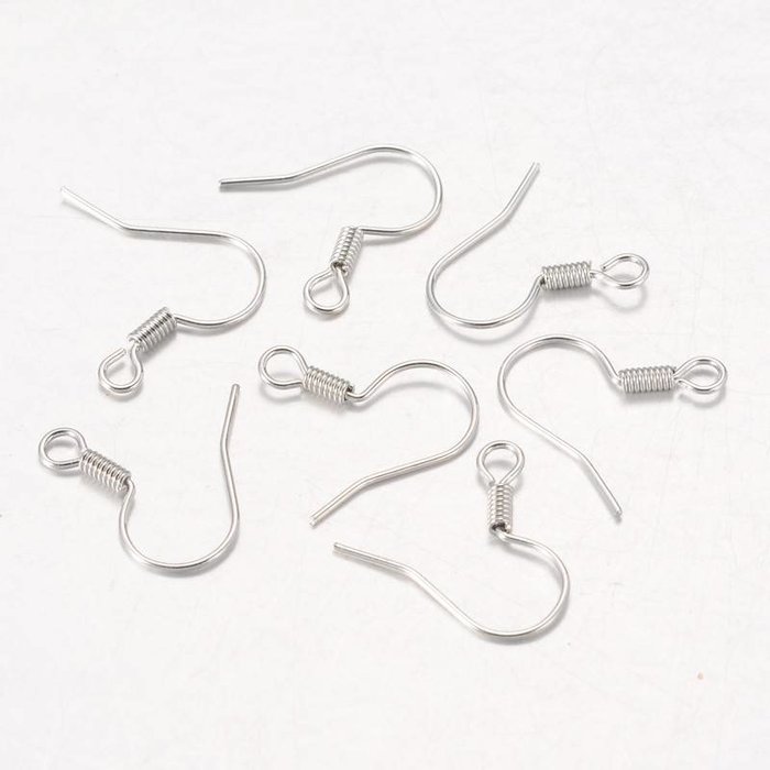 Earring Hooks Silver 17mm Nickel Free, 10 pair