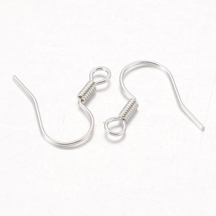 Earring Hooks Silver 17mm Nickel Free, 10 pair