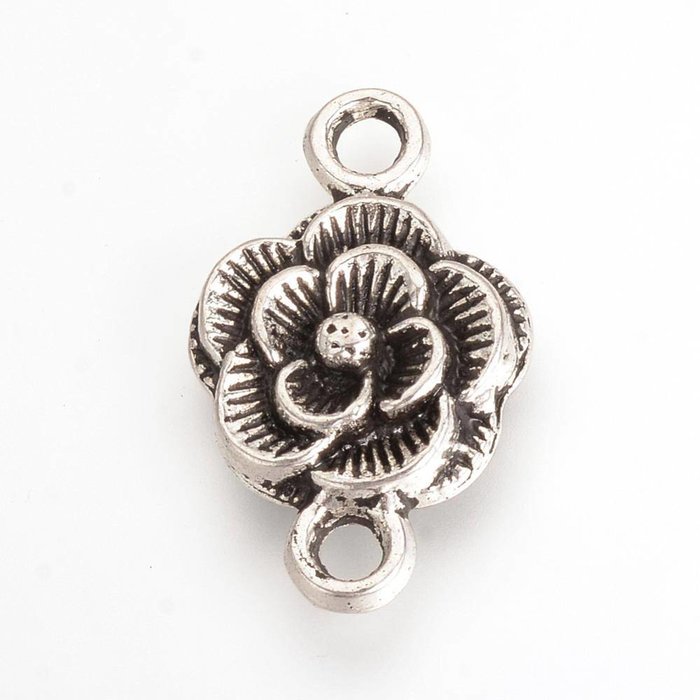 Spacer Flower Silver 12mm, 4 pieces