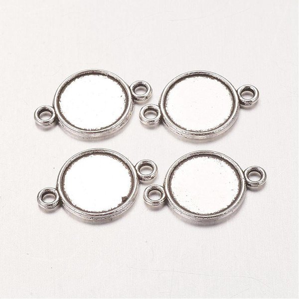 Connector Silver 18x12mm fits 10mm Cabochon, 8 pieces