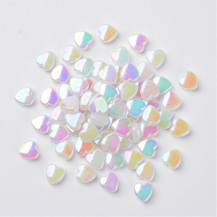 15 stuks Hartje Kralen Wit Shine 8x3mm
