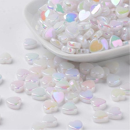 15 pieces Heart Beads 8x3mm White Shine