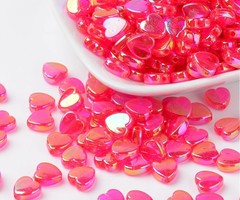 15 pieces Pink Heart Bead Shine 8x3mm