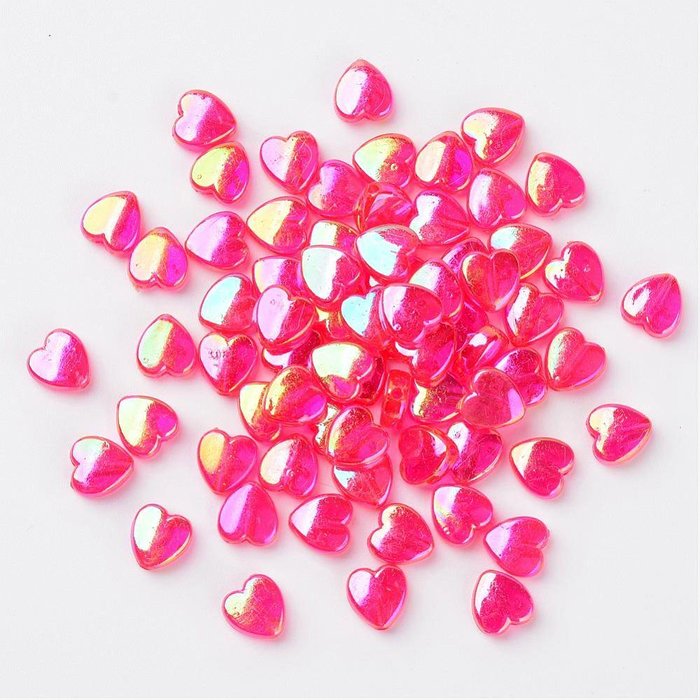 15 stuks Hartje Kralen Roze Shine 8x3mm