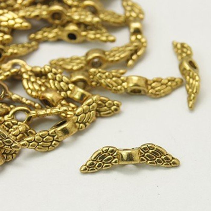 Vleugeltje Gold Plated Nikkelvrij 12x3mm, 10 stuks