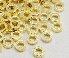 15 pcs Spacer Beads Rondelle Gold Plated 6x2mm