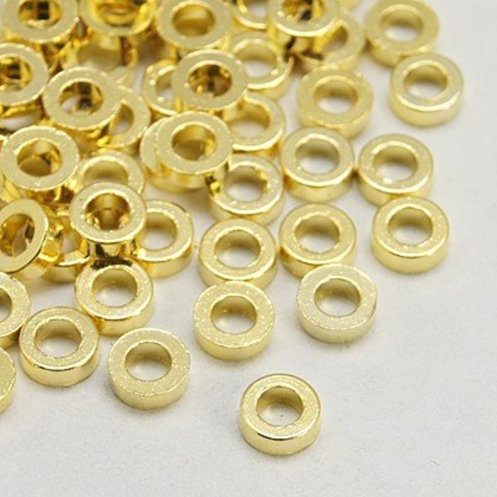 Spacer Beads Rondelle Gold Plated 6x2mm, 15 pieces