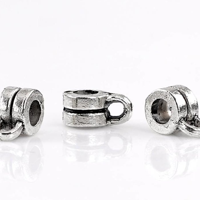 Bailbead Silver 9x6mm for 3mm Cord, 10 pieces