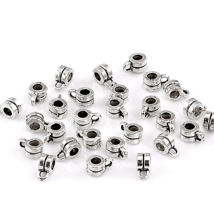 Bailbead Silver 9x6mm for 3mm Cord, 10 pieces