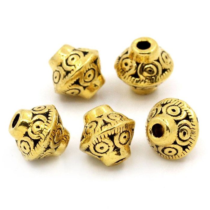Bicone Spacer Beads Gold Plated 7x6mm, 15 pieces