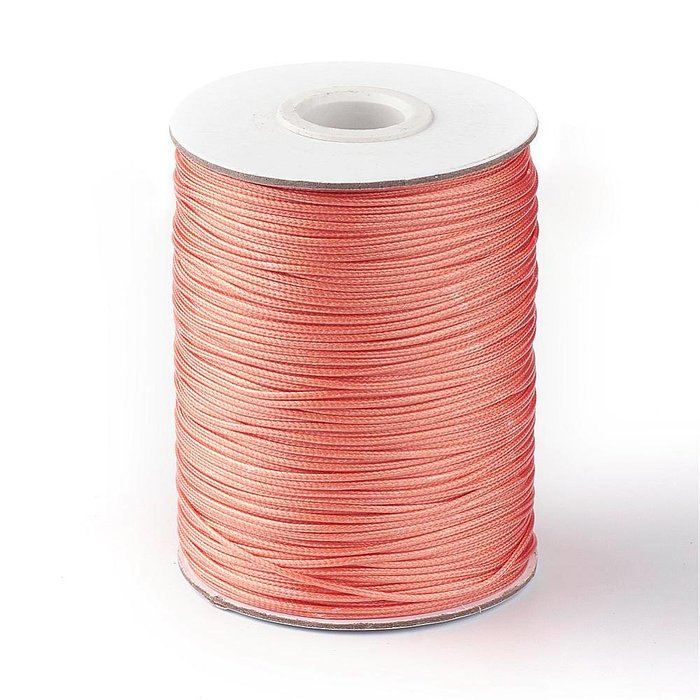 Waxed Cord Salmon Pink 1mm, 3 meter