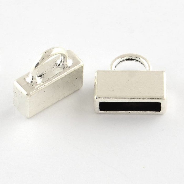 Eindkap Zilver Voor Plat Leer 10mm, 4 stuks