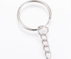 Sleutelhanger Ring 24mm met Ketting, 8 stuks