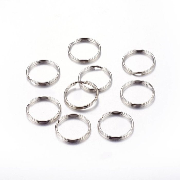 Splitring Double Loop Ring Silver 5mm Nickel Free, 40 pieces