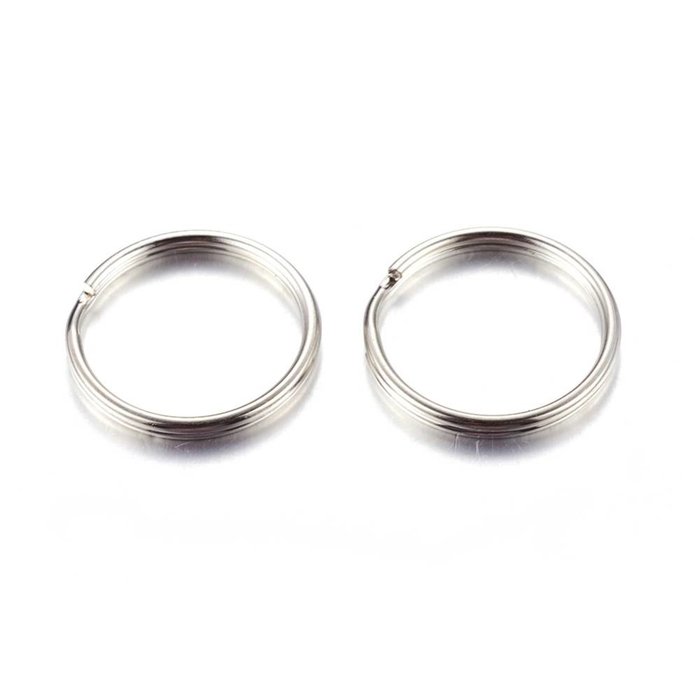 Splitring Double Loop Ring Silver 5mm Nickel Free, 40 pieces