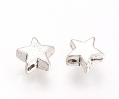 Metal Beads Star Silver 8mm, 10 pieces