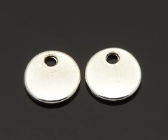 Coin Charm Silver 8mm, 10 pieces