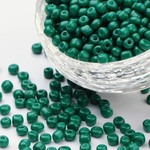 Seed Beads 4mm Dark Green, 20 gram 