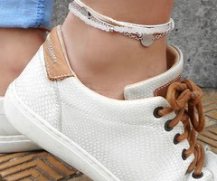 Anklet Bracelet With Silver Coin Charm And Beads