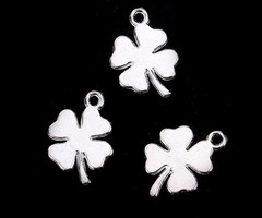 5 stuks Klavertje Vier Bedel Silver Plated 18x13mm