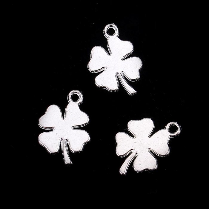 Four Leave Clover Charm Silver Plated 18x13mm, 5 pieces