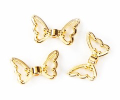 Vleugel Kralen Gold Plated 18x11mm, 6 stuks