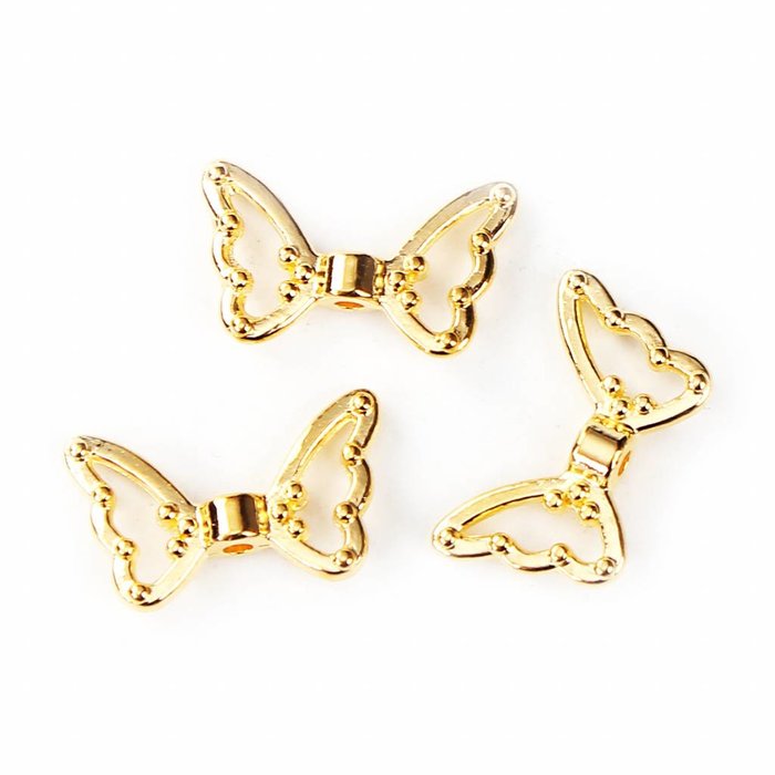 Vleugel Kralen Gold Plated 18x11mm, 6 stuks