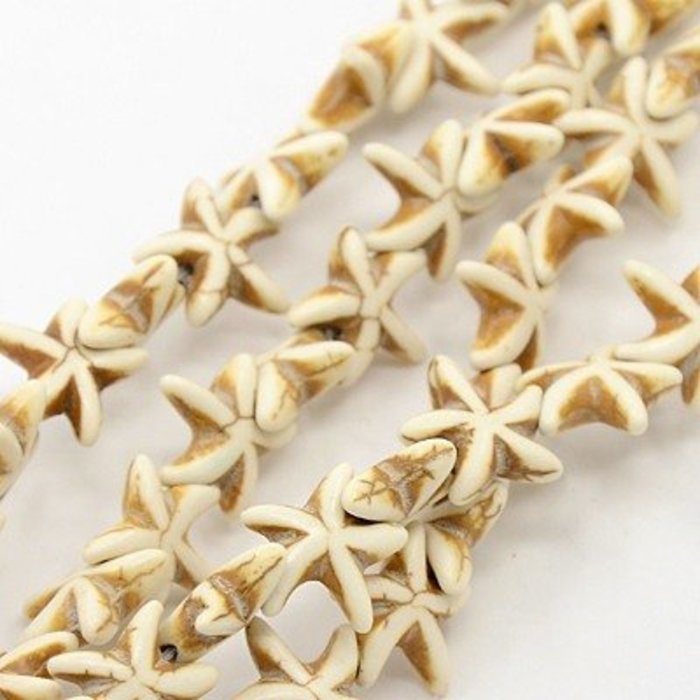 5 pieces Starfish Bead Beige 15mm