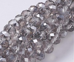 Faceted Beads 6x4mm Gray, strand 65 pieces