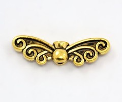 6 stuks Vleugel Kralen Gold Plated 22x6mm