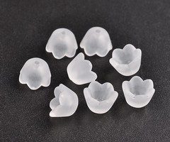 Bloem Kralen Wit 10x6mm, 10 stuks