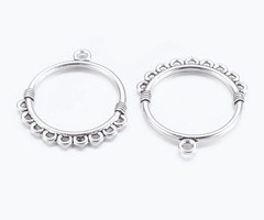 Ronde Bedel Zilver met Oogjes 30x35mm, 4 stuks