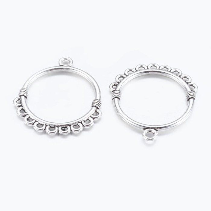 Ronde Bedel Zilver met Oogjes 30x35mm, 4 stuks