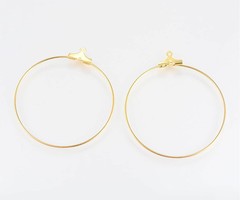 Earring Wire Pendants Gold Plated 25mm, 4 pieces