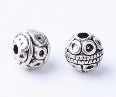 Tibetan Spacer Beads Silver 8mm, 10 pieces