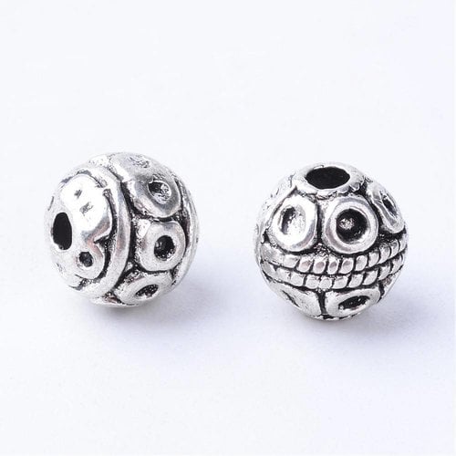 Tibetan Spacer Beads Silver 8mm, 10 pieces 